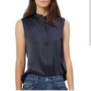 NWT Kobe Halperin Black Sleeveless Button Down Lara Blouse, Size S